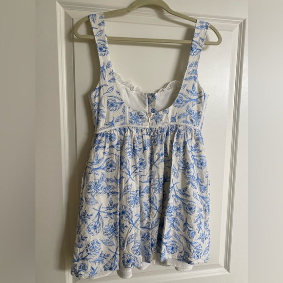 For Love And Lemons White and Light Blue Floral Corset Mini Dress - Picture 4 of 5